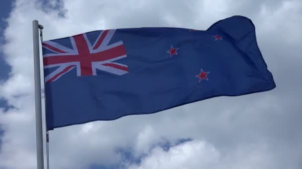 Bandeira da Nova Zelândia. 4K . — Vídeo de Stock