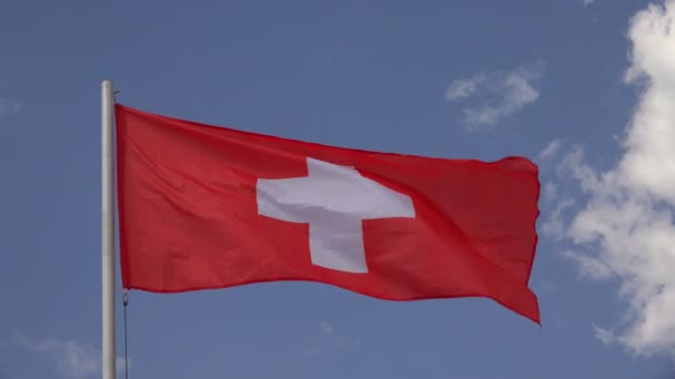 Bandeira da Suíça. 4K . — Vídeo de Stock