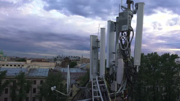 Antennas and transponders on the roof. 4K. — Stock Video