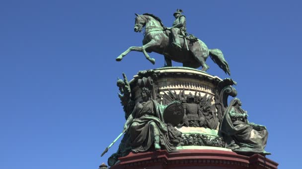 Monumento ao Imperador Nicolau I. São Petersburgo. 4K . — Vídeo de Stock