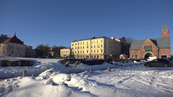 Marktplein in Vyborg — Stockvideo