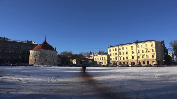 Marktplein in Vyborg — Stockvideo