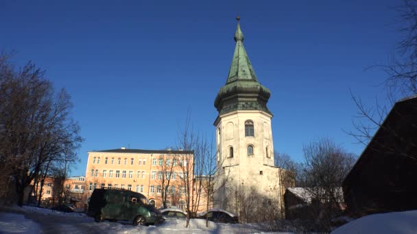 Edifícios em Vyborg no inverno — Vídeo de Stock