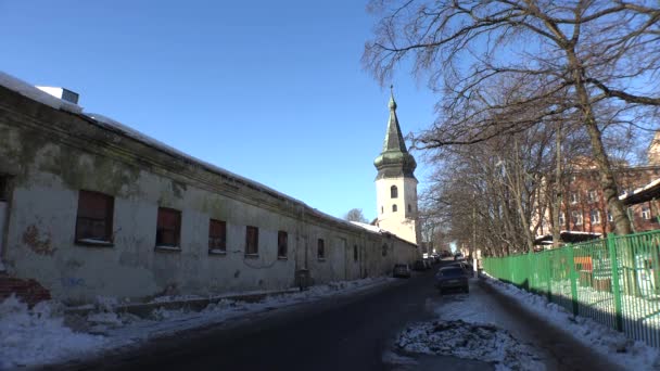 Gebäude in Wyborg im Winter — Stockvideo