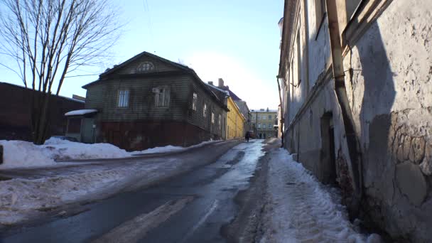 Gebäude in Wyborg im Winter — Stockvideo