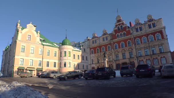Rathausplatz in Wyborg — Stockvideo