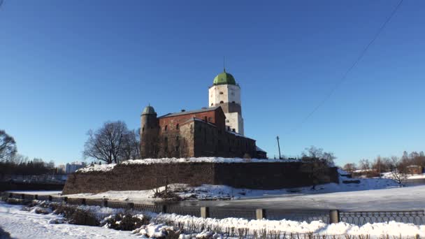 Castelo de Vyborg no inverno — Vídeo de Stock