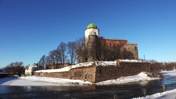 Hrad Vyborg v zimě — Stock video