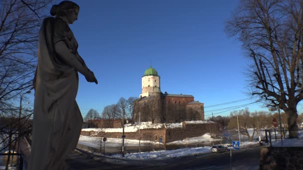 Castelo de Vyborg no inverno — Vídeo de Stock