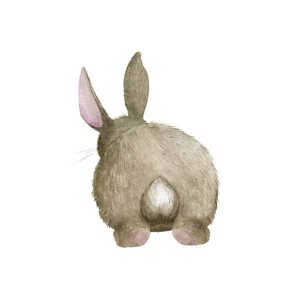 Mignon Lapin Pâques Assis Envers Illustration Aquarelle Carte Vœux Peinte — Photo