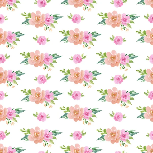 Бесшовный Цветочный Узор Нежными Венками Букетами Роз Белом Фоне Акварельная — стоковое фото