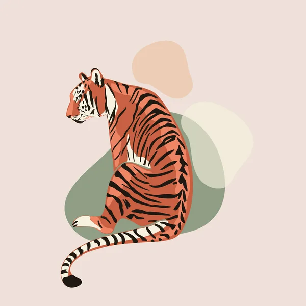 Illustration Vectorielle Tigre Bengale Sur Fond Taches Abstraites Symbole Nouvel — Image vectorielle