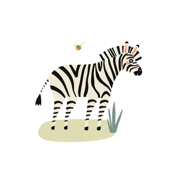 Ilustração Vetor Desenho Animado Desenhado Mão Personagem Animal Zebra Listrada —  Vetores de Stock