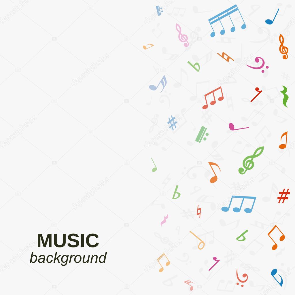 Music background with colorful notes.