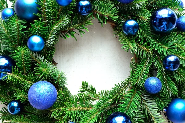 Blue ornament balls Christmas wreath