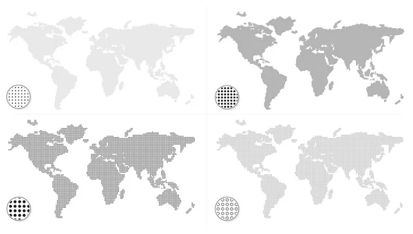 Conjunto de mapas del mundo punteados — Archivo Imágenes Vectoriales