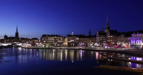 Stockholm city at night — Stock Video