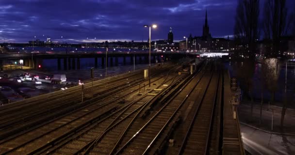 Vista nocturna de Estocolmo — Vídeos de Stock