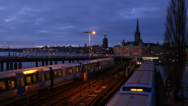 Stockholmer Stadt bei Nacht — Stockvideo