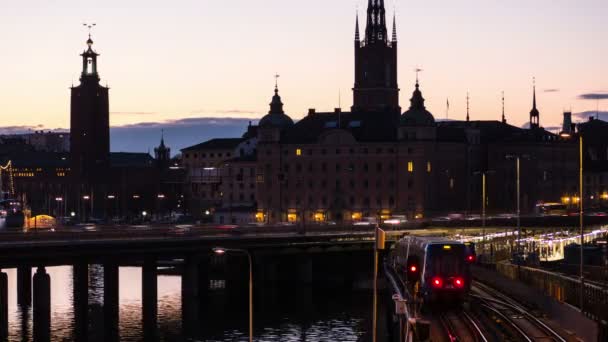 Estocolmo ciudad por la noche — Vídeo de stock