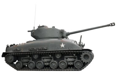 Sherman Tank üzerinde beyaz izole