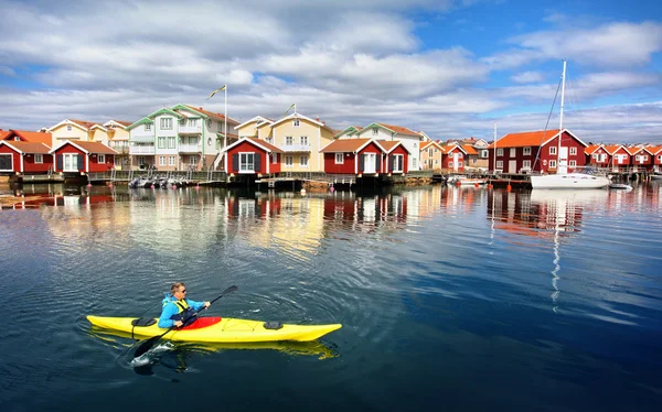 Cabañas de pesca de madera Suecia, Escandinavia — Foto de Stock