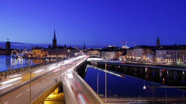 Estocolmo cidade à noite — Fotografia de Stock