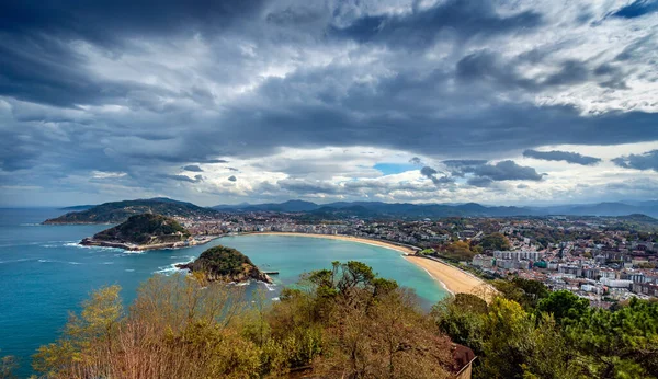 Flygfoto Över San Sebastian Spanien Vacker Höstdag — Stockfoto