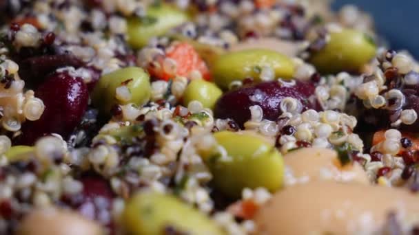 Bean Salad Quinoa Edamame Bean — Stok video