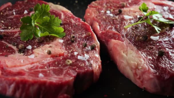 Carne Crua Vaca Wagyu Envelhecida Seca — Vídeo de Stock
