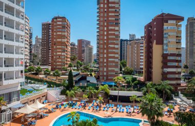 Benidorm, İspanya, 09 Haziran 2021: Gökdelenler, Benidorm, İspanya