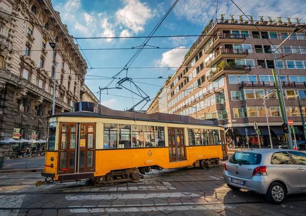 Milano Italy Oct 2020 Milano Italy Oct 2020 Yellow Trams — стокове фото