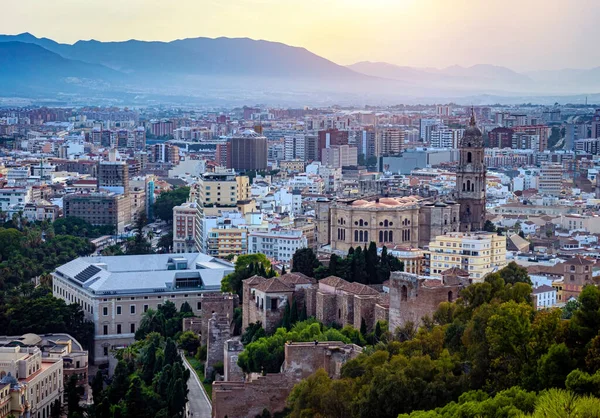 Malaga Spanien Stadtbild Getoppt Blick Auf Málaga — Stockfoto