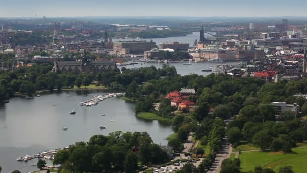 Stockholm City i sommar — Stockvideo