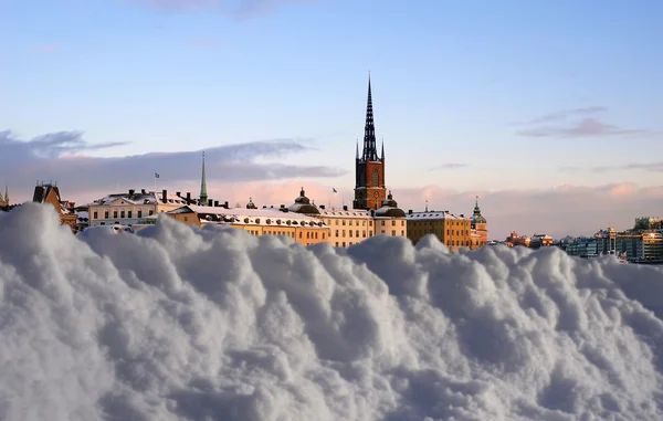 Winter in Stockholm with snow — Stockfoto