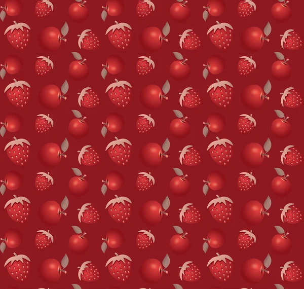 草莓和苹果矢量图案背景 — 图库矢量图片