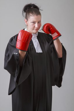 Lawyer with guards up clipart