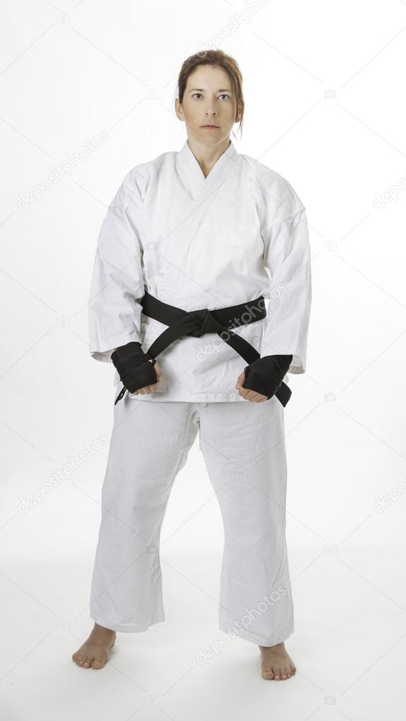Woman in fighting stance