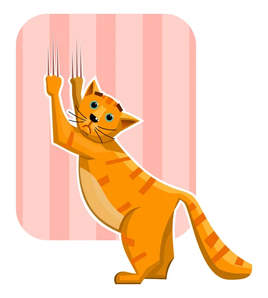 Cat sharpening its claws — Stock Vector