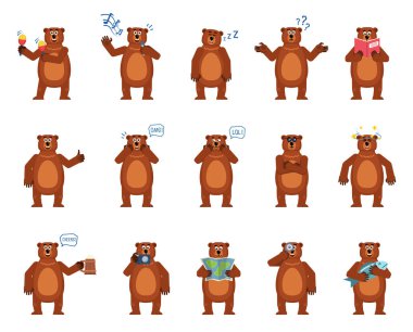 Farklı cinsten şirin çizgi film karakterleri, vektör illüstrasyonu