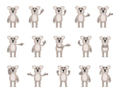 Bir dizi şirin çizgi film hayvan ikonu.