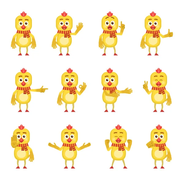 Conjunto Lindo Personaje Dibujos Animados Diferentes Poses Para Uso — Vector de stock