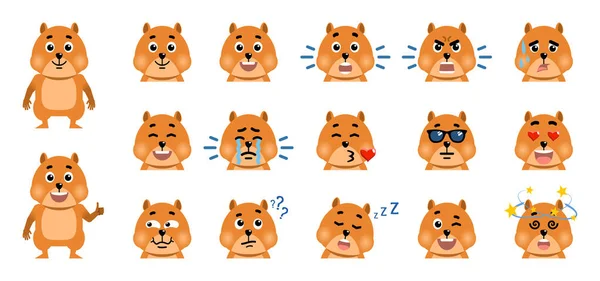 Zestaw Cute Postać Kreskówki Różnych Ras Różnych Emocji Ilustracja Wektora — Wektor stockowy