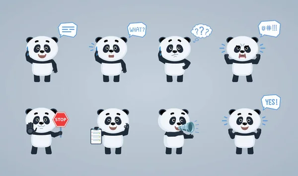 Oso Panda Con Una Sonrisa Sobre Fondo Blanco — Vector de stock