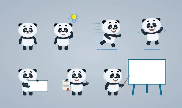 Urso Panda Com Sorriso Fundo Branco — Vetor de Stock