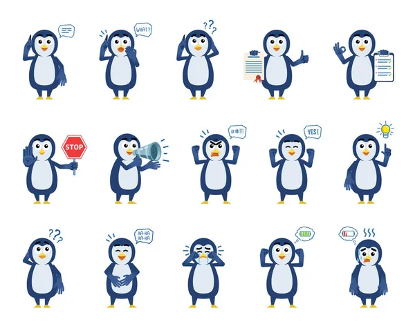 Lindo Pingüino Con Pingüinos — Vector de stock