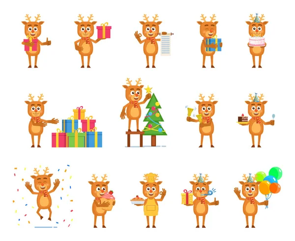Natal Ano Novo Conjunto Ilustração Vetorial —  Vetores de Stock
