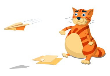 Kağıt Uçak ile oynayan kedi