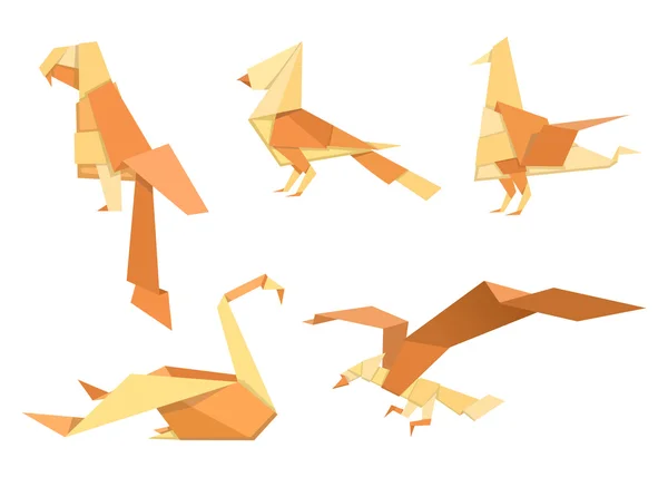 Aves de origami — Vector de stock