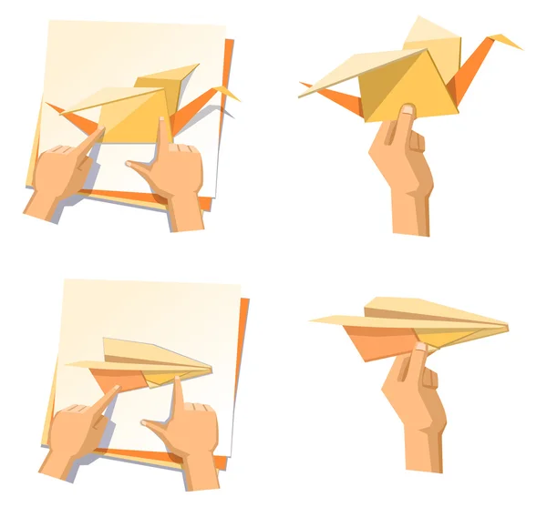 Fabrication d'origami et avion en papier — Image vectorielle